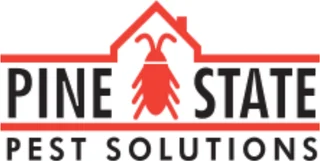 Pine State Pest Solutions logo with black lettering and a red insect beneath a roof outline.