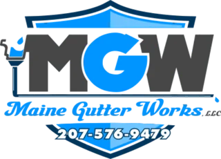 Maine Gutter Works logo with “MGW” lettering and phone number 207-576-9479.