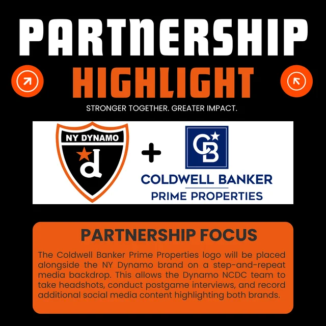 he New York Dynamo NCDC team is proud to announce that Coldwell Banker Prime Properties will be the presenting sponsor for the media backdrop for the 2026-27 season